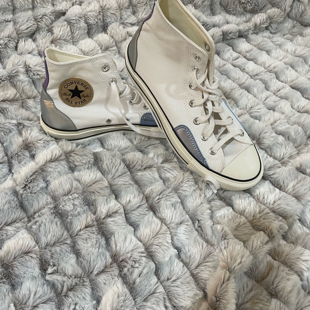 Converse High-Tops with Purple and Gray Accents